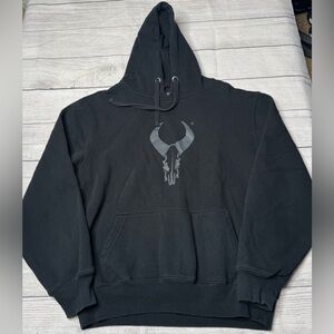 Badlands Hoodie Sweatshirt Mens M Black Gray Skull Logo Bio Thermic Pullover
